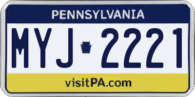 PA license plate MYJ2221