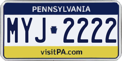 PA license plate MYJ2222