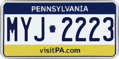 PA license plate MYJ2223