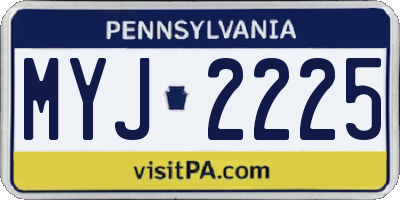 PA license plate MYJ2225