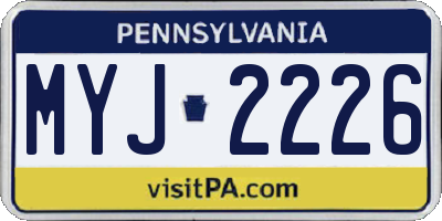 PA license plate MYJ2226