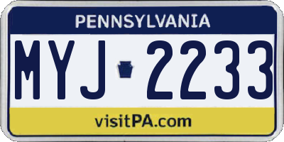 PA license plate MYJ2233