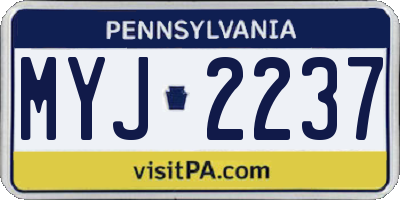 PA license plate MYJ2237