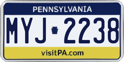 PA license plate MYJ2238