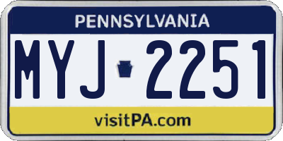 PA license plate MYJ2251