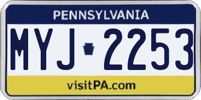 PA license plate MYJ2253