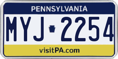 PA license plate MYJ2254