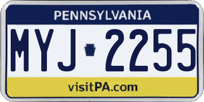 PA license plate MYJ2255