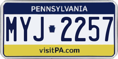 PA license plate MYJ2257
