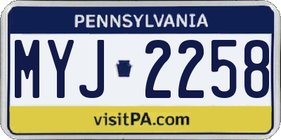 PA license plate MYJ2258