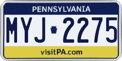 PA license plate MYJ2275