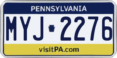 PA license plate MYJ2276