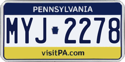 PA license plate MYJ2278