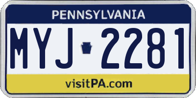 PA license plate MYJ2281