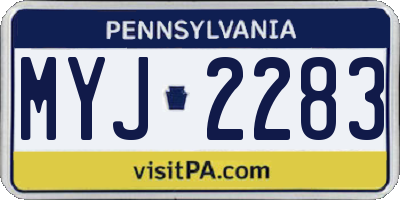 PA license plate MYJ2283
