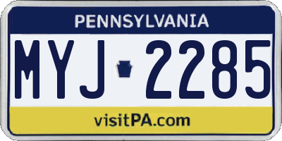 PA license plate MYJ2285
