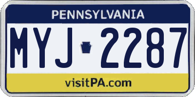 PA license plate MYJ2287