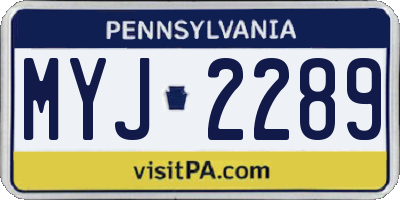 PA license plate MYJ2289