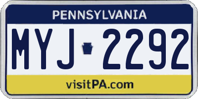 PA license plate MYJ2292