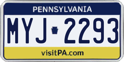 PA license plate MYJ2293