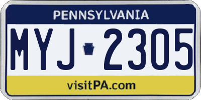 PA license plate MYJ2305