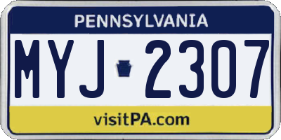 PA license plate MYJ2307