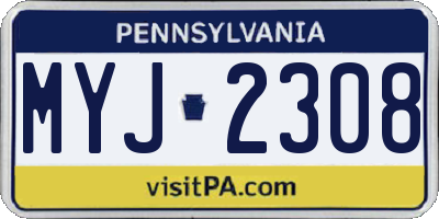 PA license plate MYJ2308