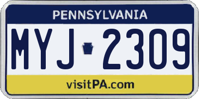PA license plate MYJ2309