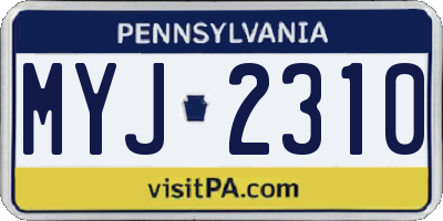 PA license plate MYJ2310