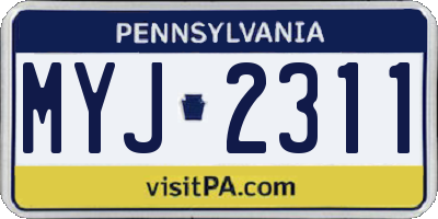 PA license plate MYJ2311