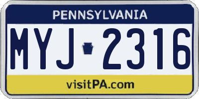 PA license plate MYJ2316