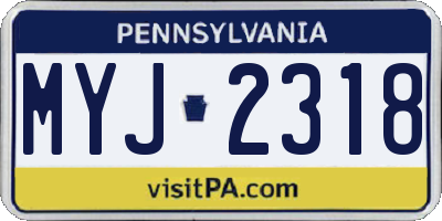 PA license plate MYJ2318