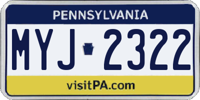 PA license plate MYJ2322