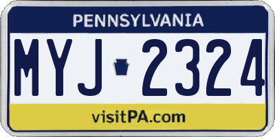 PA license plate MYJ2324