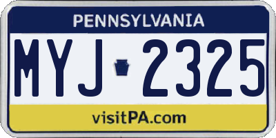 PA license plate MYJ2325
