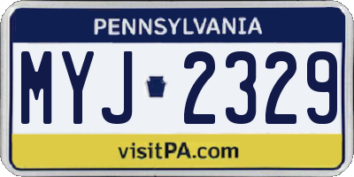 PA license plate MYJ2329