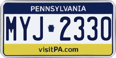 PA license plate MYJ2330