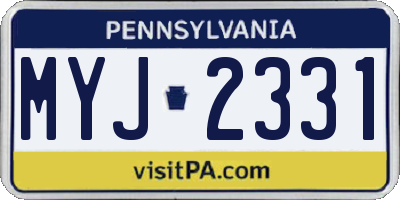 PA license plate MYJ2331