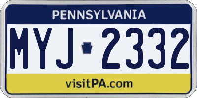 PA license plate MYJ2332