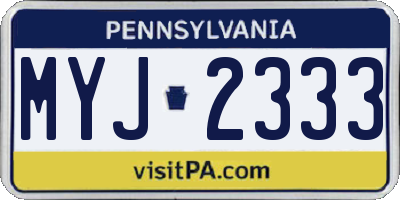 PA license plate MYJ2333