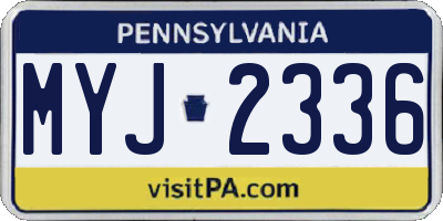 PA license plate MYJ2336