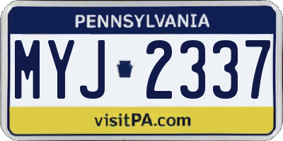 PA license plate MYJ2337