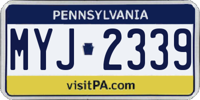 PA license plate MYJ2339