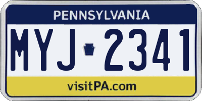 PA license plate MYJ2341