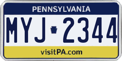 PA license plate MYJ2344