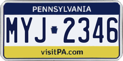 PA license plate MYJ2346