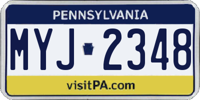 PA license plate MYJ2348