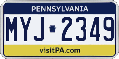PA license plate MYJ2349