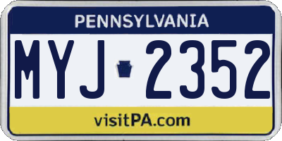 PA license plate MYJ2352