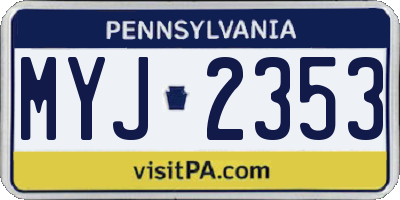 PA license plate MYJ2353